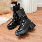 Женские ботинки DEEPTOWN, Модные ботильоны на платформе, белые ботинки в стиле Харадзюку, Женская Осенняя обувь на массивной подошве с теплым кружевом