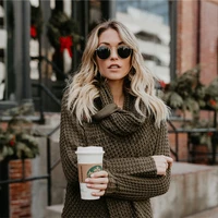 autumn and winter long sleeved sweater knitted warm pullover fashion loose striped sweater round neck street women clothing