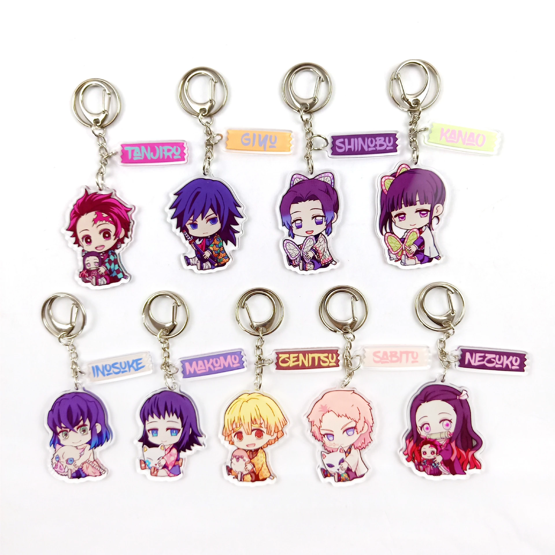 

Anime Demon Slayer Kimetsu No Yaiba Keychain Tanjirou Nezuko Zenitsu Inosuke Acrylic Keyring Blade of Ghost Pendant Key Chains