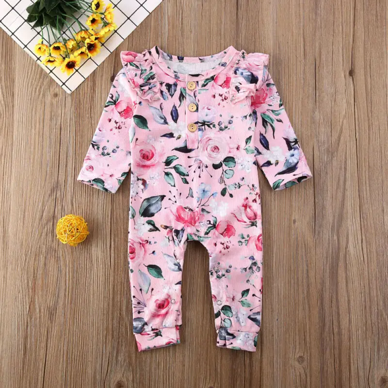 

Kids Baby Girl Clothes Flower Ruffle Jumpsuit Overall Outfit