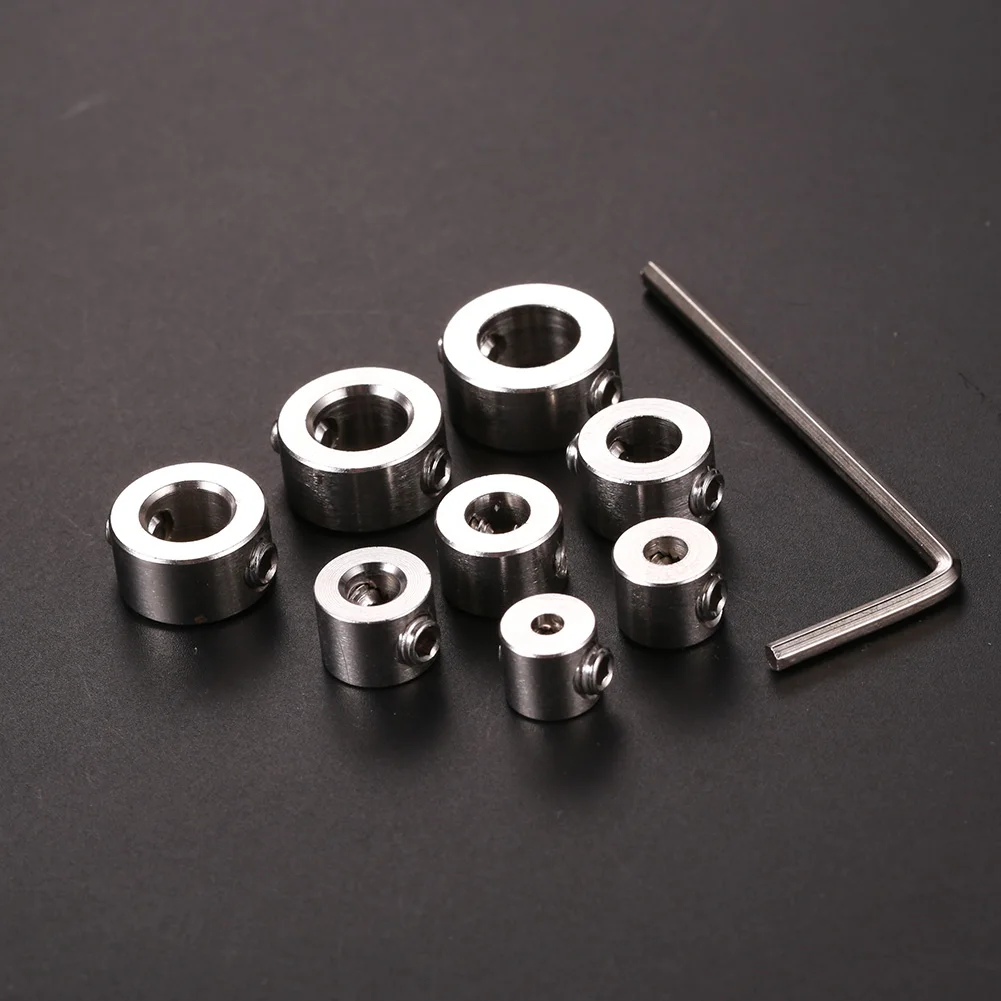 

8pcs Practical Drill Locator Hex Wrench Kit Drill Bit Depth Stop Collars Ring for Woodworking Carpentry Accessories