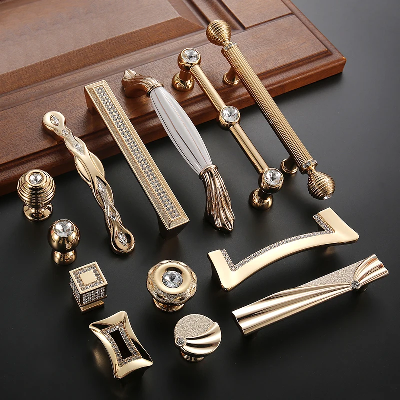 Ручки для ящиков шкафа из золотого цинкового сплава европейская Мебельная ручка