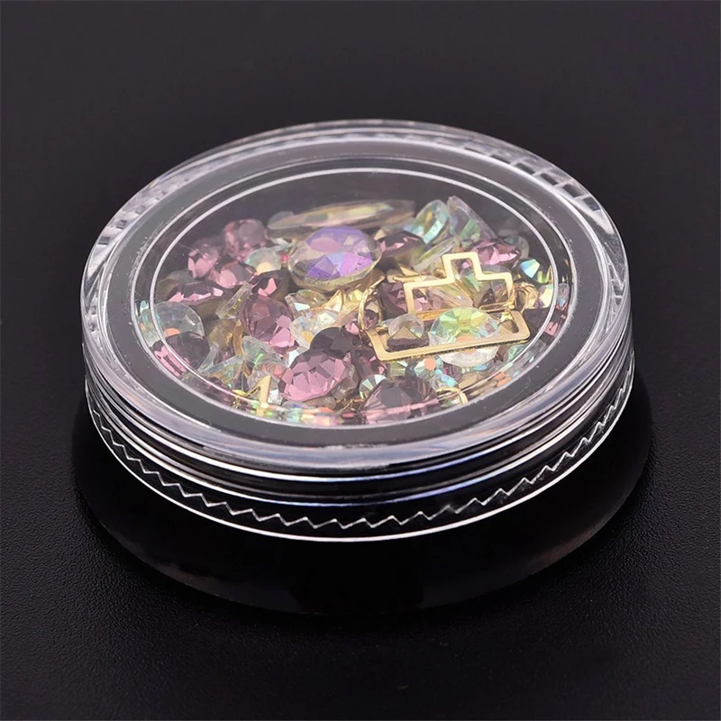 4 коробки 3D наконечники для ногтей Алмазный плоский камень украшение
