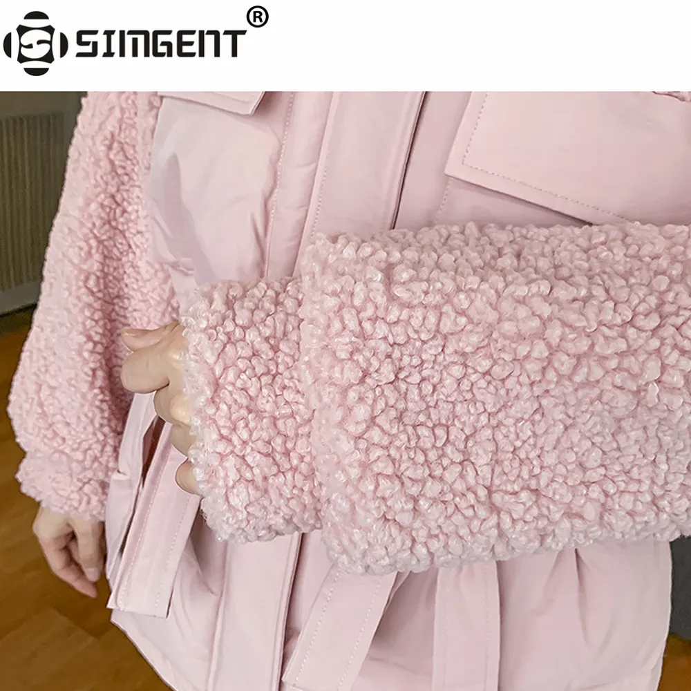 Simgent, зимняя женская куртка, лоскутное стеганое пальто, теплый тонкий флис, утолщенная Женская куртка, женский топ, Veste Chaude Femme, SG99121