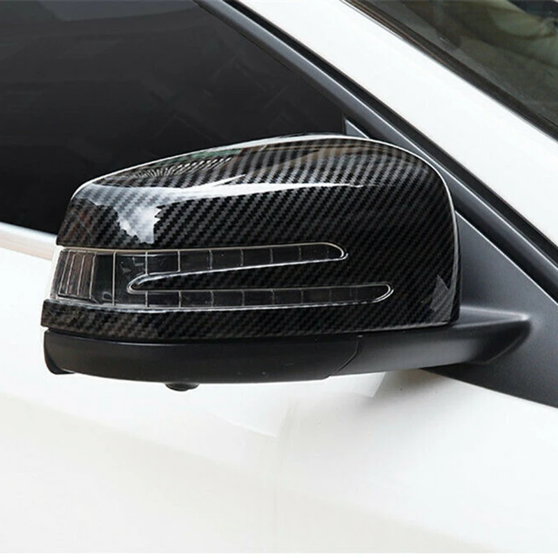Carbon Fiber Side Rear View Mirror Cover Trim 2Psc for Mercedes Benz a CLA GLA GLK Class W176 W117 X156 X204