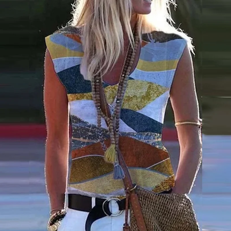 

Women Summer Round Neck Sleeveless Vest Shirt 2021 Retro Spring Floral Print Blouse Casual Loose Tops Blusas Pullover Streetwear