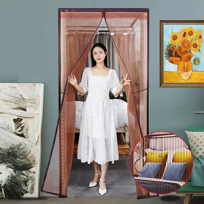 

Upgraded Summer Magnetic Screen Door with Magnets Mesh Door Curtain Anti-Mosquito Net Door Screen Automatic Closing Custom Size