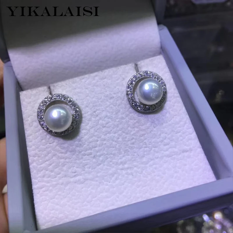 

YIKALAISI 925 Sterling Silver Jewelry Pearl Earrings 2020 Fine Natural Pearl jewelry 7-8mm stud Earrings For Women wholesale