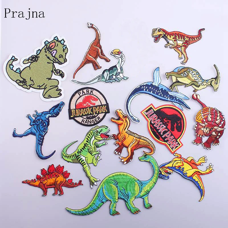 

Prajna Jurassic Park Patch Dinosaur DIY Hook Loop Patch Embroidered Patches For Clothing Iron On Patches On Clothes Sticker