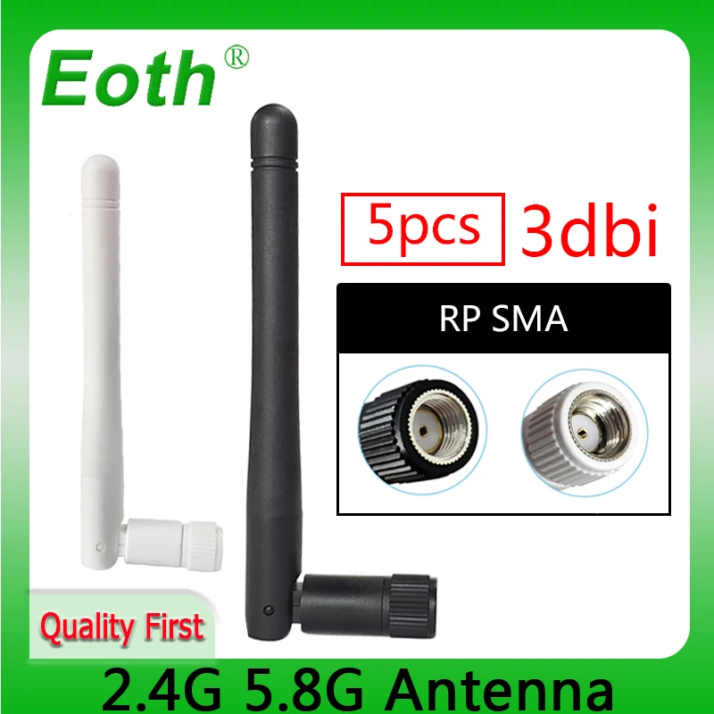 

Eoth 5 шт. Wi-Fi антенна для Интернета вещей, двухдиапазонный коннектор 2,4G 5,8G RP SMA, антенна для беспроводного маршрутизатора, 5,8 ГГц 2,4 ГГц 3dBi SMA мама