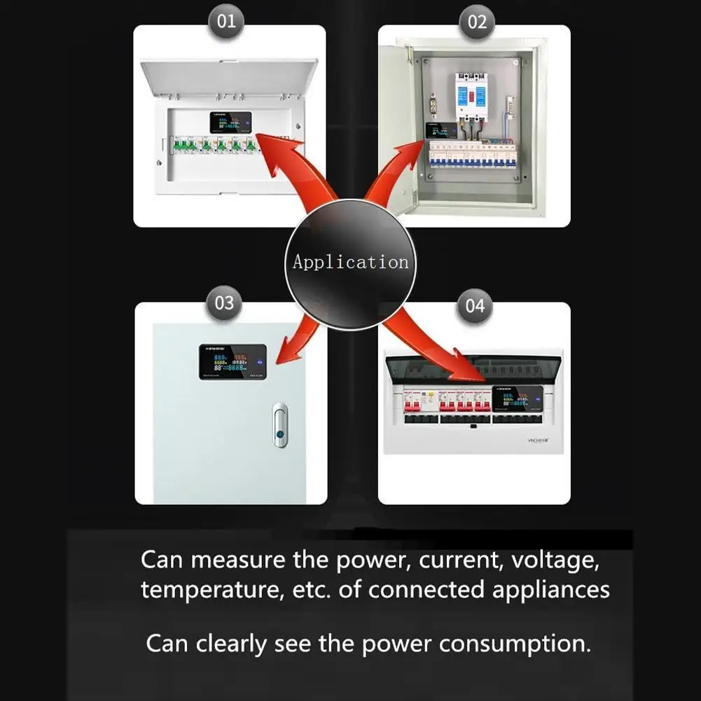 

AC 50~300V 100A Digital Electricity Meter Voltmeter Ammeter Temperature With CT Measurement Power Voltage Current S0Y1