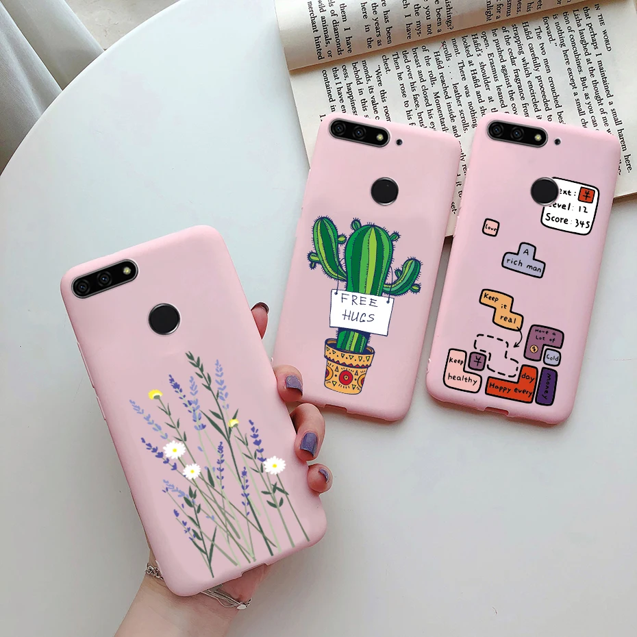 Силиконовый чехол для Huawei y7 Y 7 2018 милые Мультяшные чехлы телефонов матовый мягкий