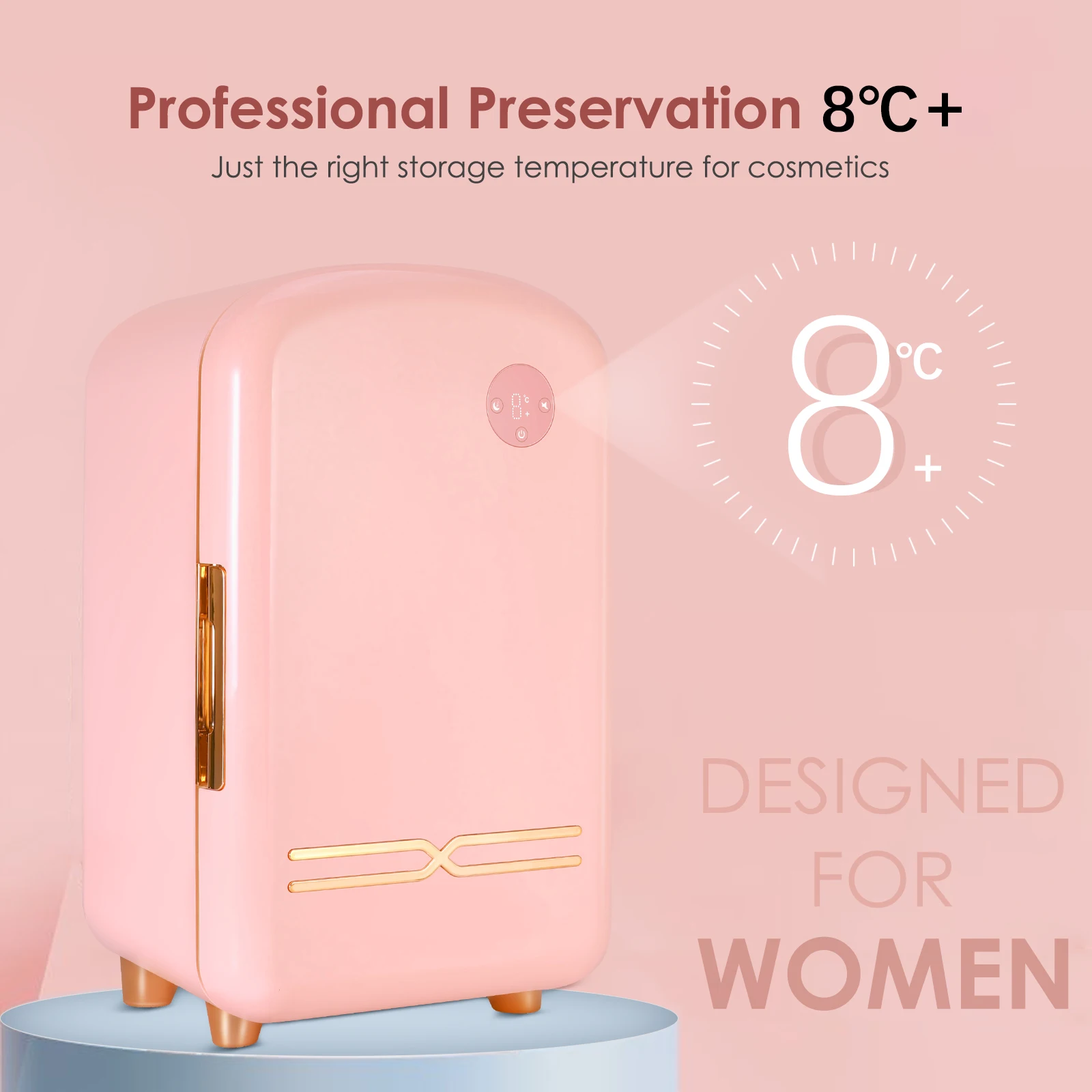 Nevera profesional de 12L para el cuidado de la piel, nevera peque&ntilde;a Rosa inteligente, nevera cosm&eacute;tica para maquillaje-2