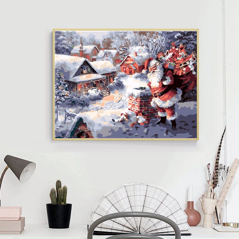 AZQSD Unframe картина маслом по номерам зимнего пейзажа Рисование Живопись на холсте DIY