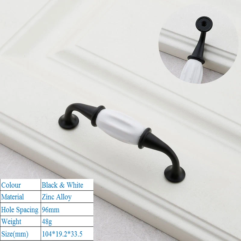 Европейский керамический садовый шкаф черная дверная ручка цинковый сплав ящик