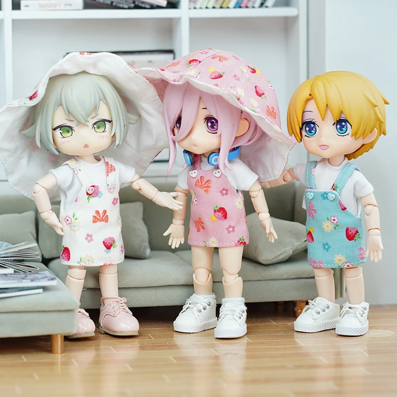 

Детский костюм с шляпкой от солнца и юбкой на шее Ob11, 1/12, костюм куклы, аксессуары для кукольной одежды