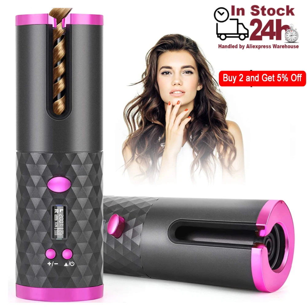 Автоматический утюжок для завивки волос беспроводная плойка с зарядкой от USB