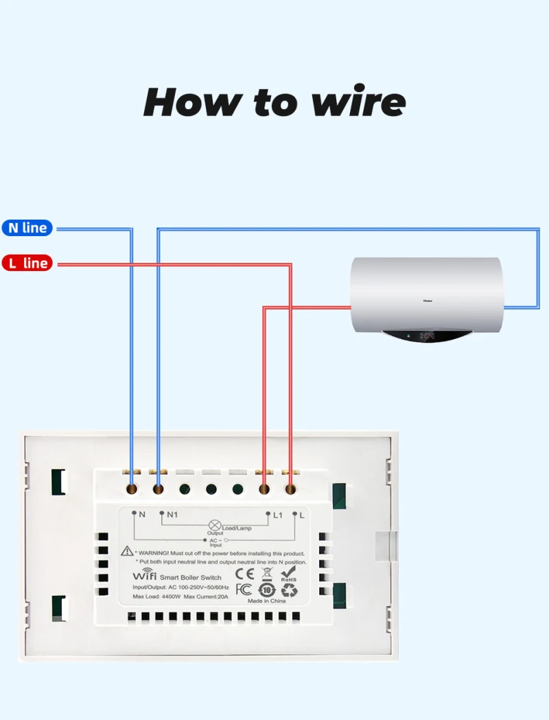 

Hot 2021 20A Water Heater Switch Smart Wifi Touch Wall Switch Timing Remote Control Work Compatible With Google Home And Alexa