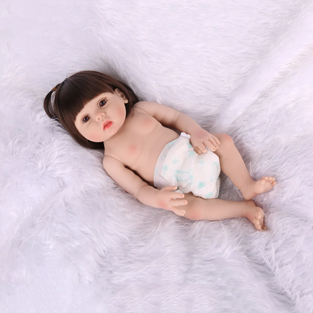 18 дюймов Полностью виниловый силиконовый Reborn Baby Dolls девочка в Панде мультфильм