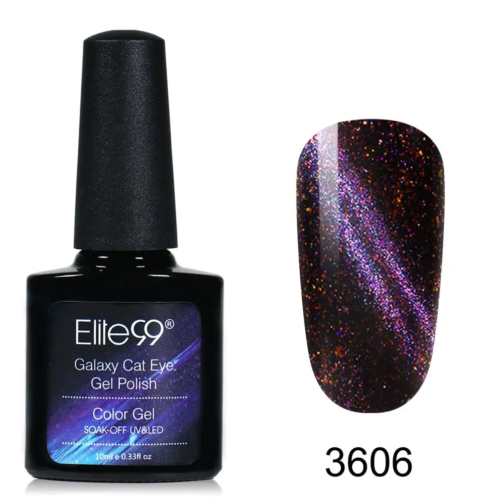 3606 Elite99 10 мл Galaxy Гель-лак для ногтей с эффектом «кошачий глаз» черная основа необходимо замачивать Магнитный УФ-гель для ногтей Полупостоянный Маникюр гель лак - Цвет: 3606