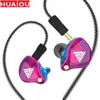 Наушники-вкладыши QKZ VK4, оригинальные цветные наушники DD, Hi-Fi гарнитура с шумоподавлением и басами, сменные наушники с микрофоном и кабелем