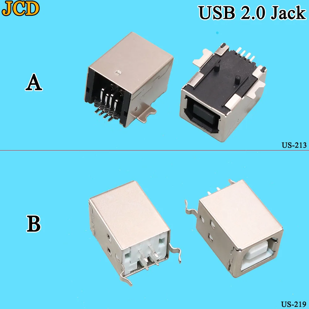 Разъем JCD USB 2 0 гнездовой разъем типа B 90 градусов для пайки коннектор печатной