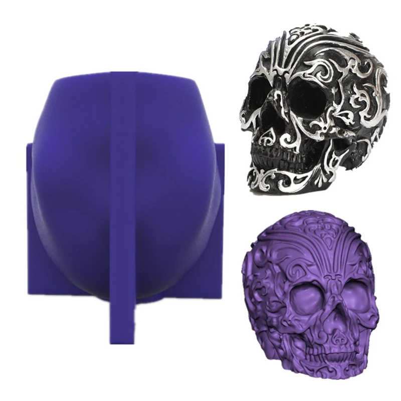 

3D Carved Skull Small Skull Shape Silicone Mold for DIY Decoration Making Soap Candle Melt Resin Polymer Clay