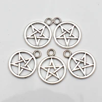 8pcs charms star pentagram 20mm antique tibetan silver pendant finding accessories diy vintage choker necklace handmade