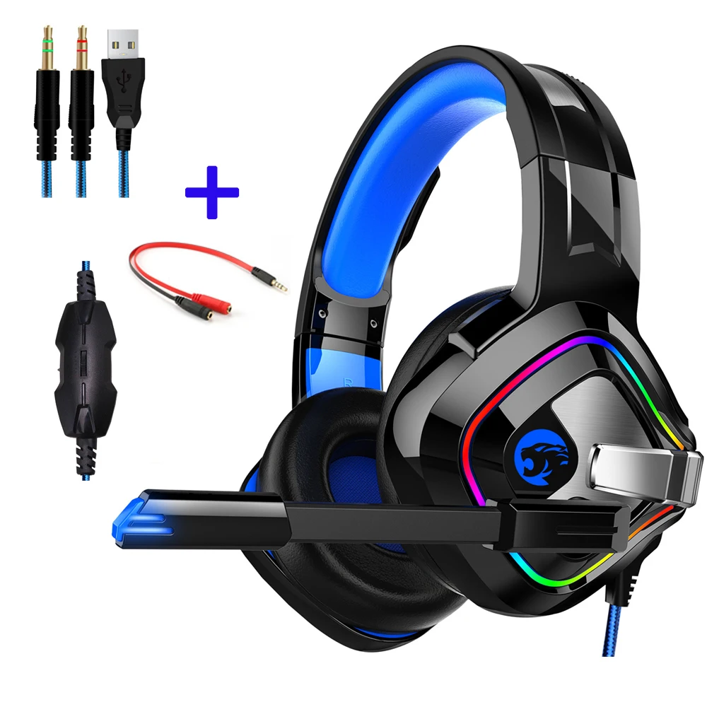 Игровые наушники с 4D объемным звуком RGB подсветкой гарнитура микрофоном для PS4