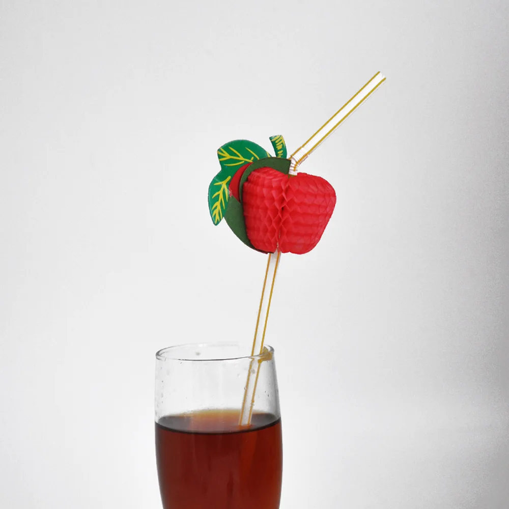 

50PCS/Lot 3D Fruit Cocktail Paper Plastic Straws Umbrella Drinking Straws Fun Colorful Drinking Straw Party Birthday Bar Decor