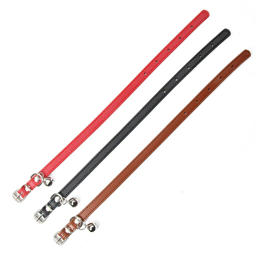 

Leather Cat Collar for Puppy Kitten Collar Universal Pet Ties with Bell Adjustable Cat Necklace for Small Dog Cat Accessories