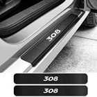 4 шт. автомобиля порога углерода протектор наклейки для Peugeot 308 Авто порог протектор наклейки на авто тюнинг аксессуары
