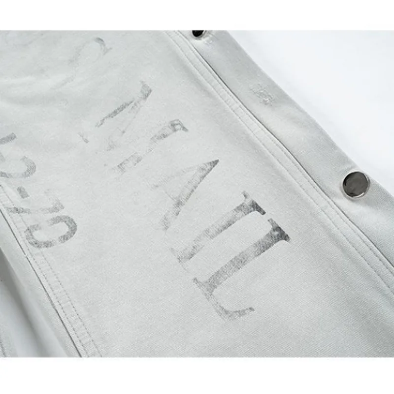 

JING ZHE Ripped Men's Pants Streamers Straight Trousers Couple Hip Hop Harajuku High Street Streetwear Casual Pants Women Spring