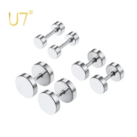 u7 stud earrings sets 3pcs barbell earrings for men women minimalist earring 316l stainless steel punk jewelry sets
