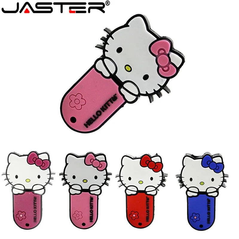 Usb-накопитель JASTER hello kitty с кошкой, 3 цвета, специальный подарок, Модный USB 2,0 с мультяшными животными, 32 ГБ, 16 ГБ, 64 ГБ, 8 ГБ, 4 Гб, usb-флешка