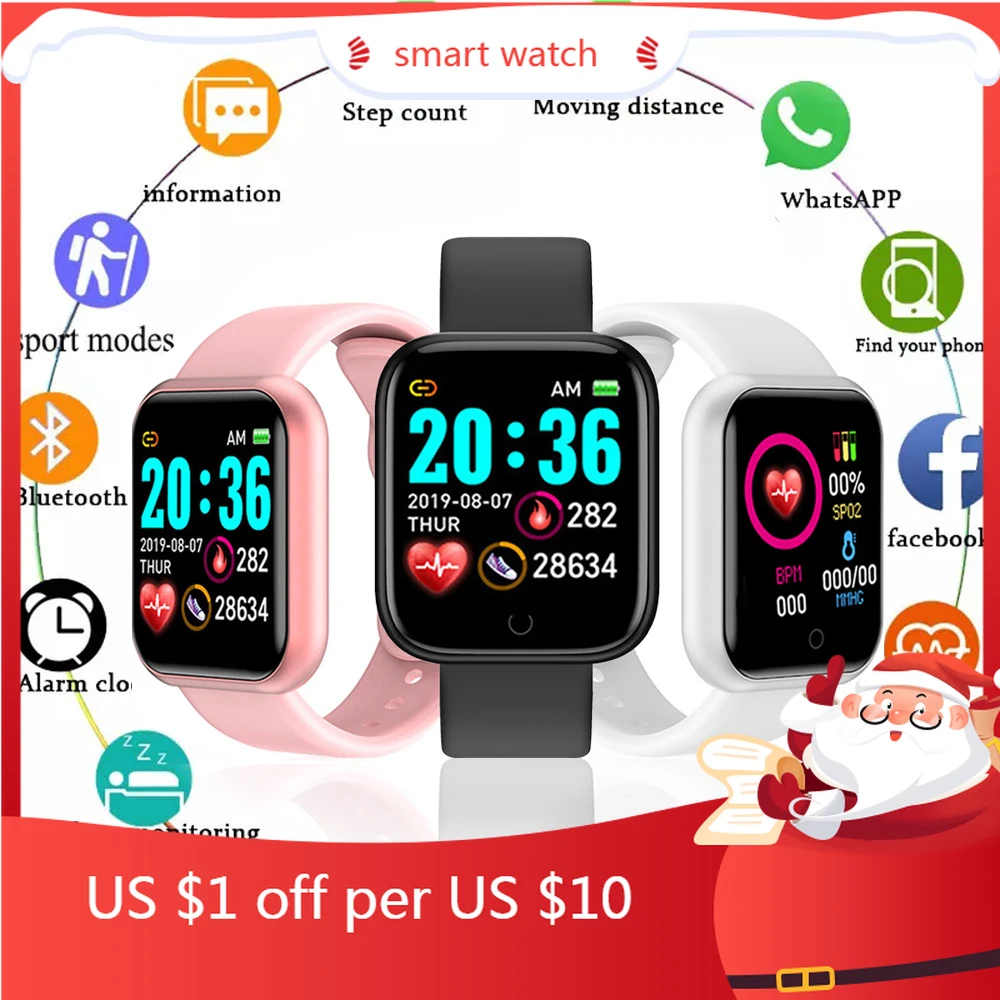 

Wristwatch Fitness Y68 Color Screen Smart Sport Bracelet Activity Running Tracker Heart Rate For Children Men Women Watch Hours