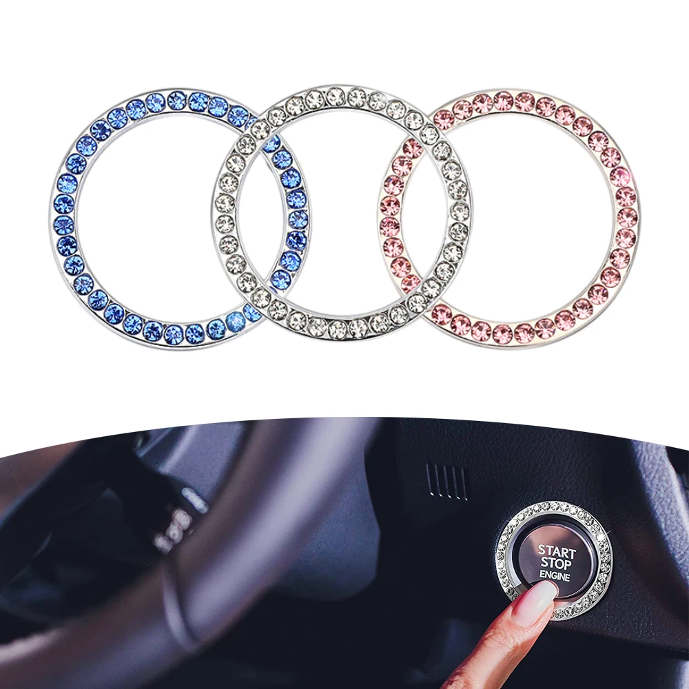 

Cars One-Key Engine Start Stop Ignition Push Button Switch Cover Decorative Rhinestone Diamond Crystal Ring Car Parts