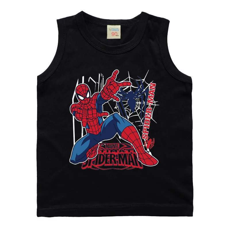 Лето 2021 одежда Marvel для мальчиков футболка человека паука Детская с короткими