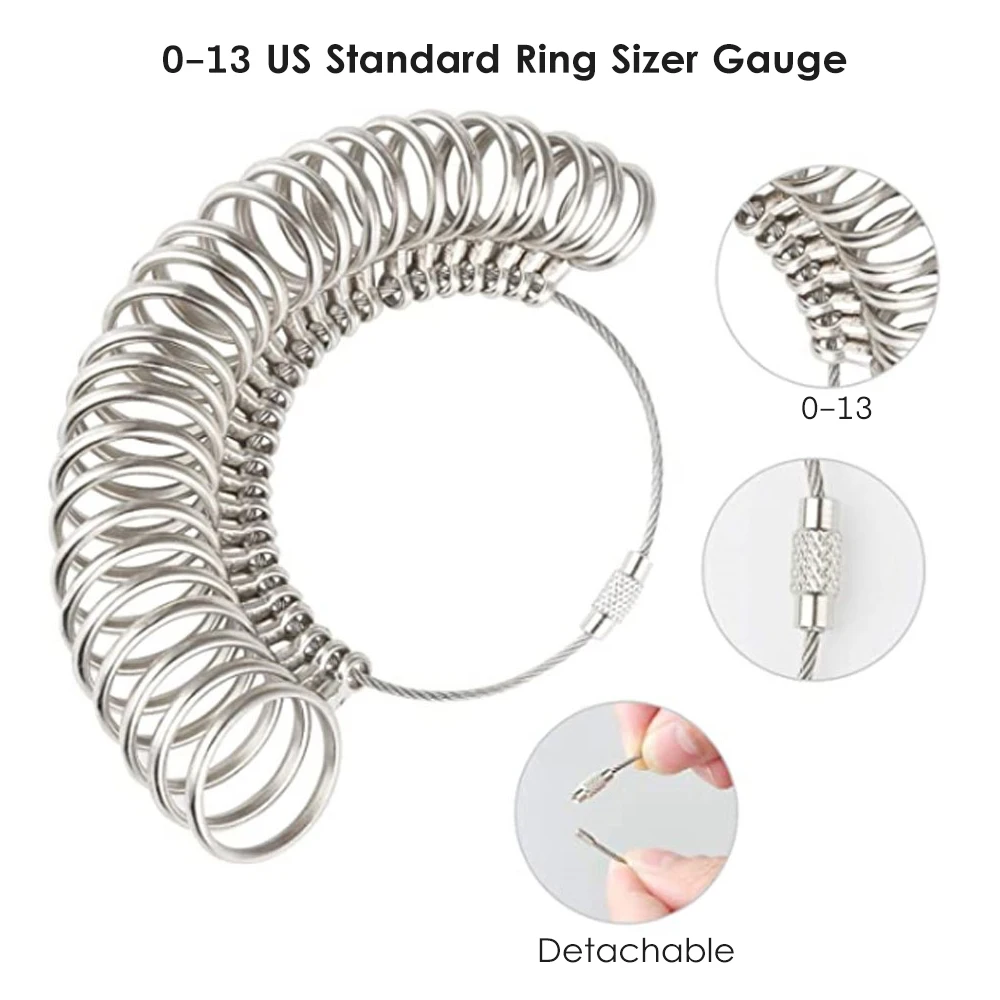 

KKmoon Aluminium Ring Sizer Mandrel Metal Ring Sizer Finger Sizing Stick Mandrel Tool with Ring Sizer Gauge Set Measuring Tape