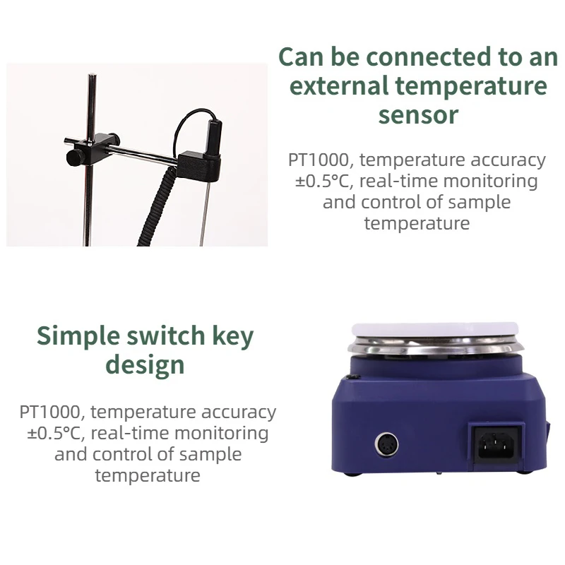 Нагреваемый магнитный мешалка со скоростью 0-1500 об/мин и горячей пластиной до 280°C, лабораторное оборудование с перемешивающей палочкой, вместимость: 3 л.