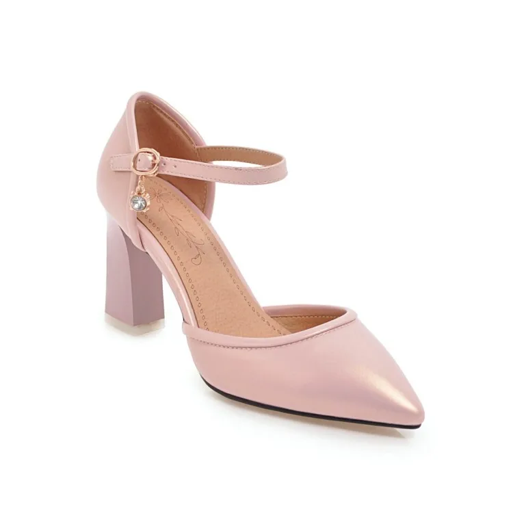 Сандалии женские на высоком каблуке летние туфли с заостренным носком толстые