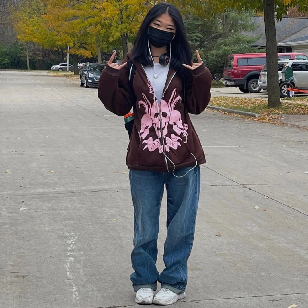 Unisex Punk Rock Hiphop Straight Baggy Jeans Skateboard Street Dance Denim Pant Overalls Classic Blue Black Motorcycle Trouser