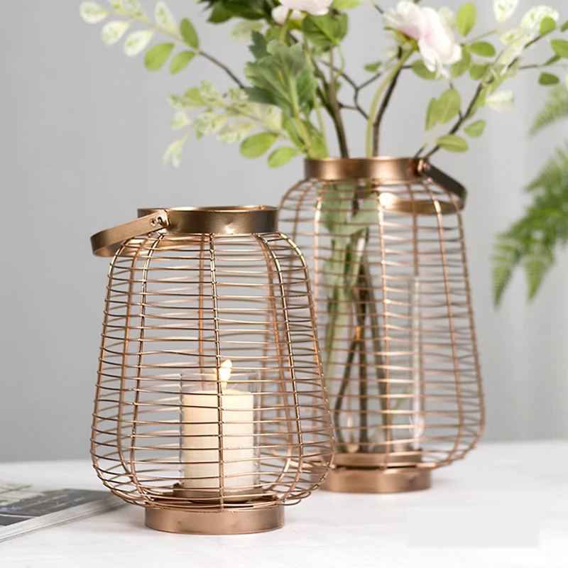 Скандинавская Роскошная железная Золотая свеча в стиле ретро ветровая лампа