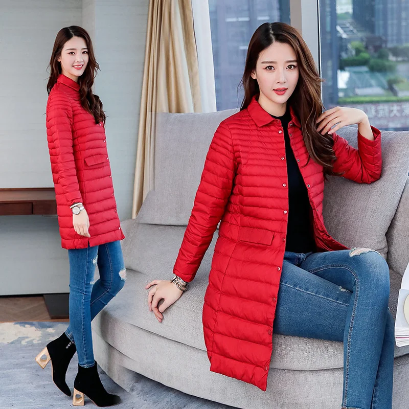 

Fashion medium and long white duck down 90 down jacket
