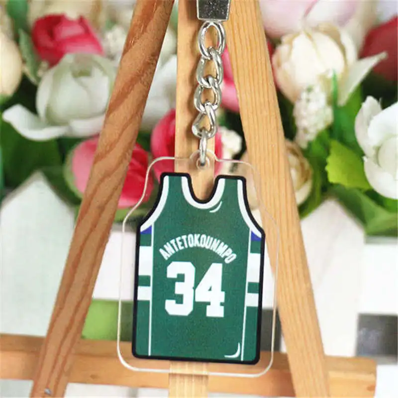 Antetokounmpo LXJERY баскетбольная звезда Леброн Джеймс Джерси брелок акриловый Баскетбольная одежда костюм брелок школьный украшения кулон - Цвет: Antetokounmpo