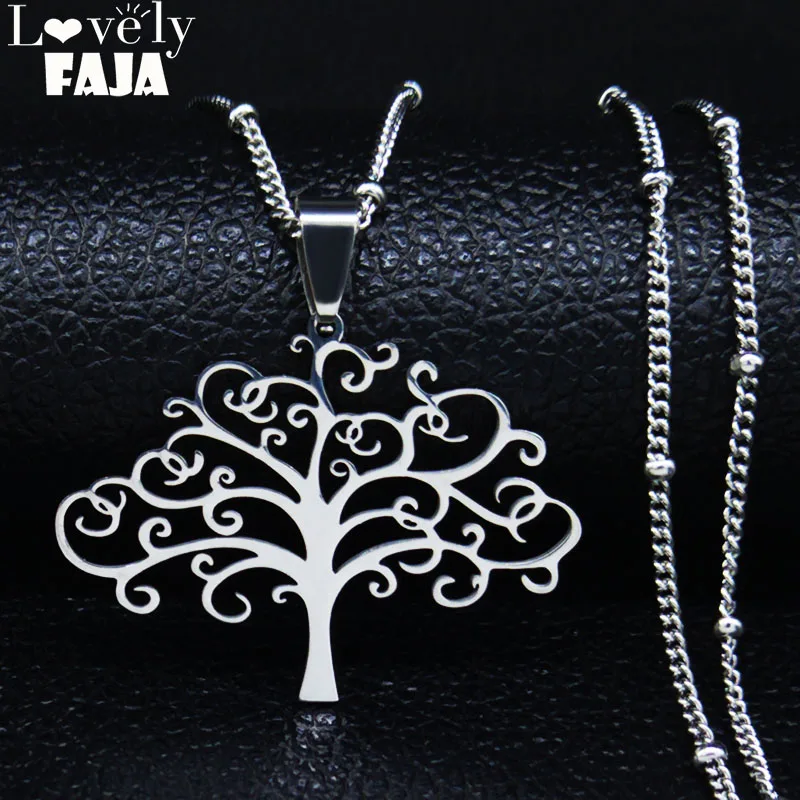 2021 Дерево жизни из нержавеющей стали ожерелье для женщин/мужчин серебряного