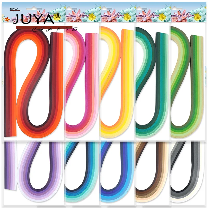 Juego de tiras de papel multicolor JUYA, 60 colores, 10 paquetes de 54cm de longitud, 3mm/5mm/7mm/10mm disponibles-1
