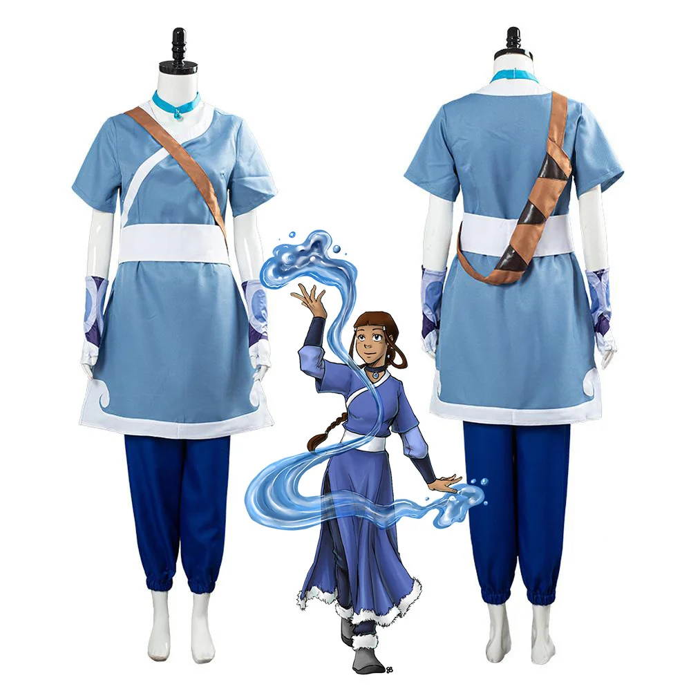 

Reneecho Adult Avatar : The Last Airbender Costume Katara Cosplay Blue Fancy Dress Suit Famous Cartoon Cosplay