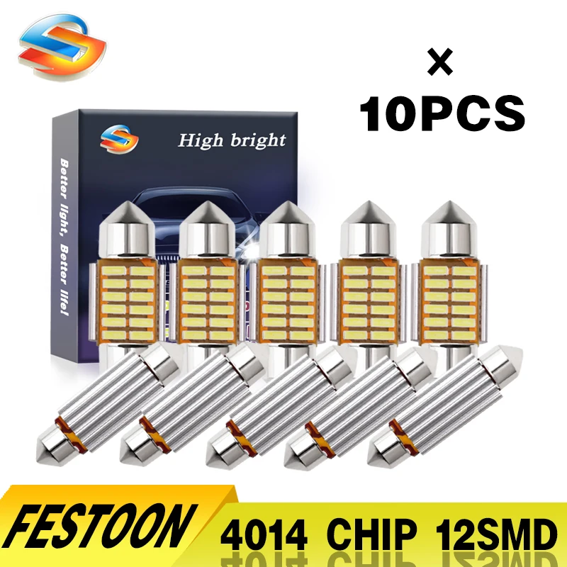

Светодиодный осветитель для салона, 10 шт., 28 мм, 12SMD, 4014, C10W, C5W