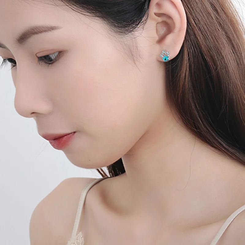 Женские серьги гвоздики MEETSOFT модные из стерлингового серебра 925 пробы с